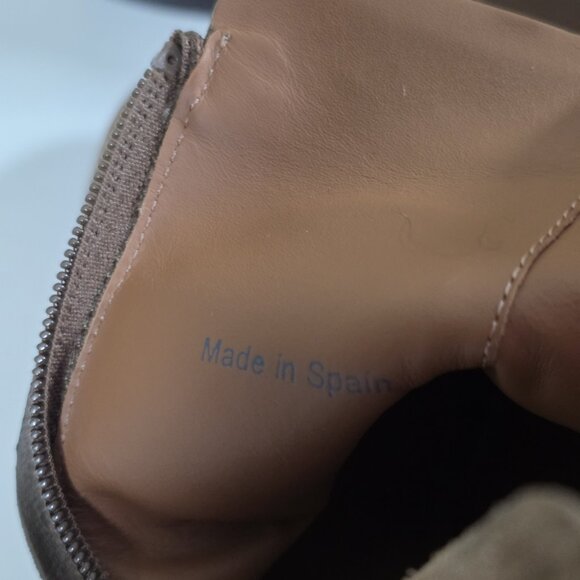 See By Chloe Brown Suede Ankle Booties US 8.5 EU 38.5 Spain Stacked Heel Elegant - Picture 15 of 16
